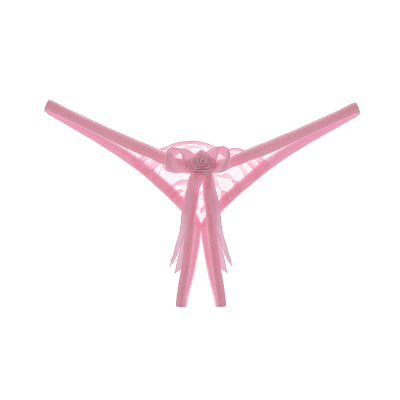 Lace Front Semi See Through Thong-Pink-Theone Apparel