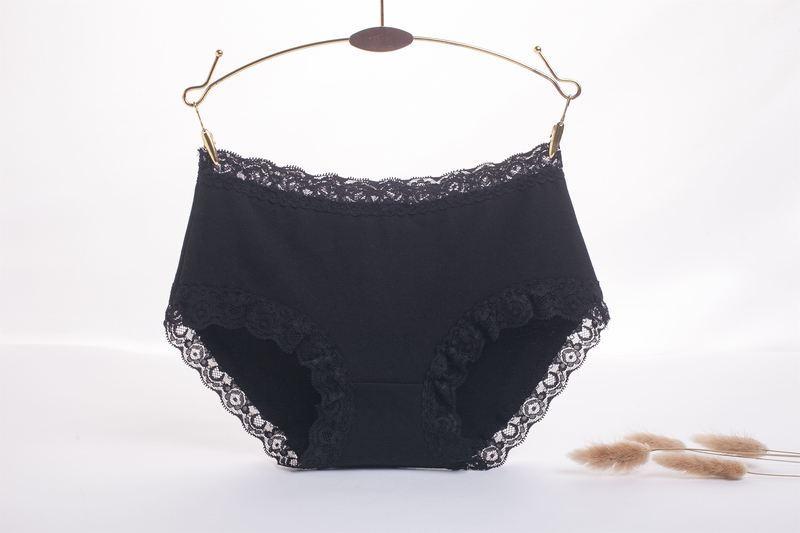 Lace Trim High Rise Hipster Panty-Black-Theone Apparel