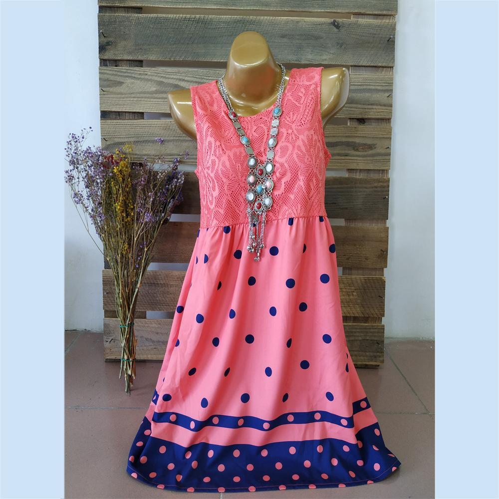 Lacy Dots Strapless Summer Dress-Pink-Theone Apparel