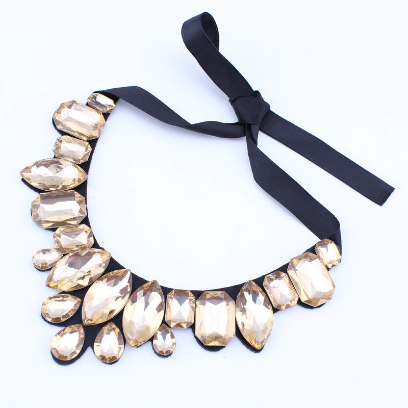 Layered Jewel Statement Necklace-Champagne-Theone Apparel