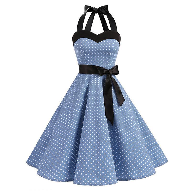 Polka gestippelde taille tie -jurk