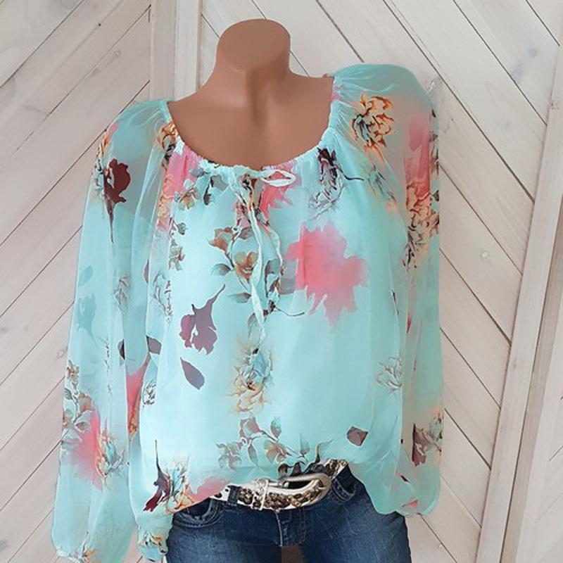 Loosely Layered Floral Peasant Blouse-Green-Theone Apparel