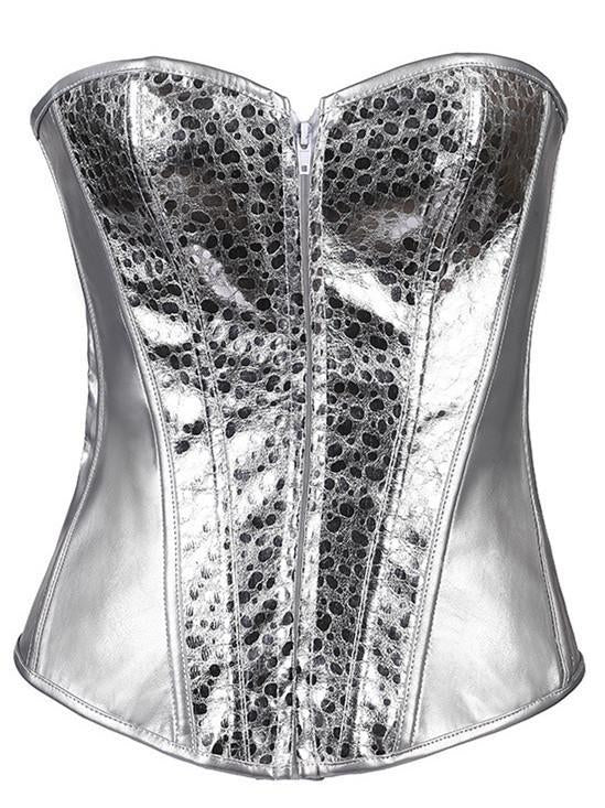 Magnetizing Metallic Corset Top-Silver-Theone Apparel