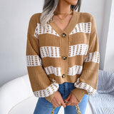 Women's Loose Fitting Sweater with Oversized Buttons and Sleeves