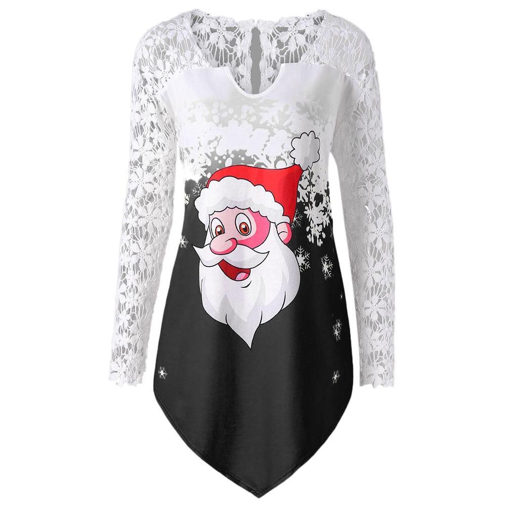 Plus Size Santa Claus Christmas Shirt-Black-Theone Apparel