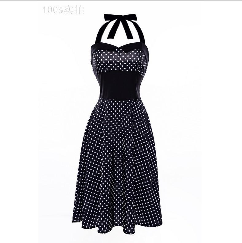 Polka Dots and Pleats Halter Dress