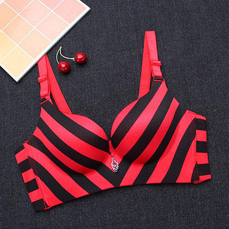 Striped Longline Push Up Bra