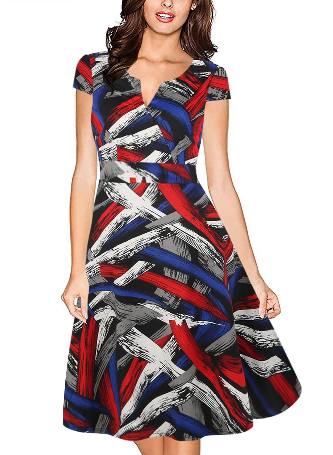 Vestido de sobrepelliz con estampado abstracto Mod