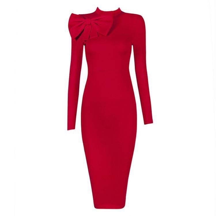 Schouderboog lange bodycon -jurk