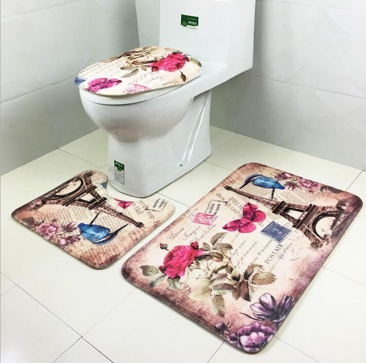 Juego de alfombrillas de baño París romántico con amor