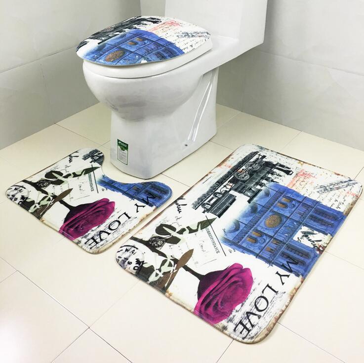 Juego de alfombrillas de baño París romántico con amor