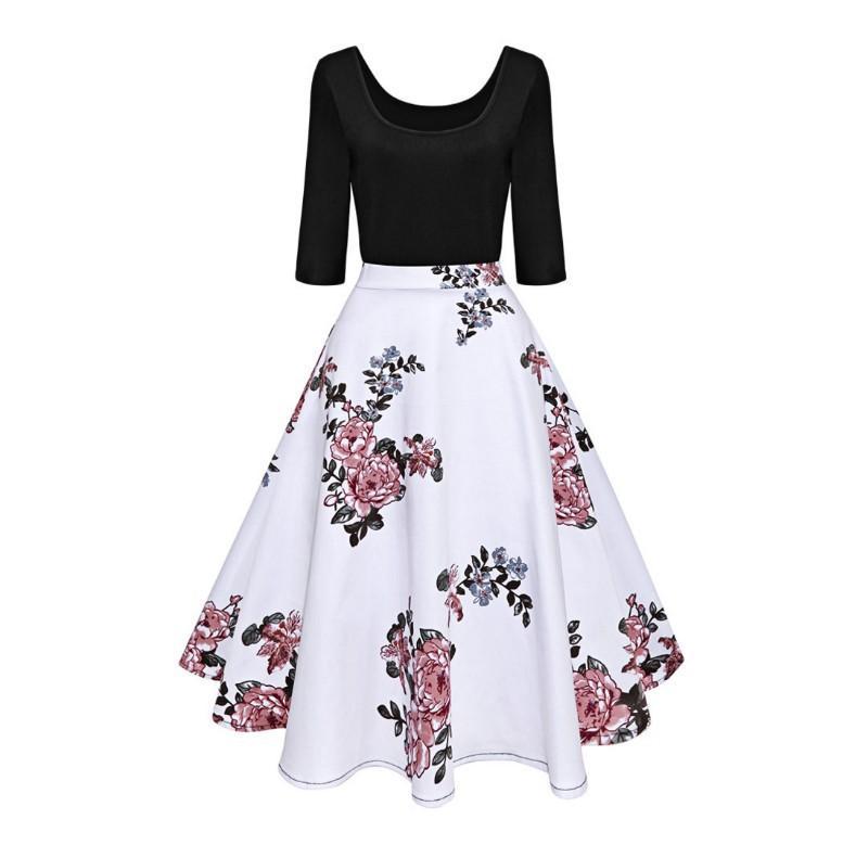 Rosy Wonder Scoop Neck Dress-White-Theone Apparel