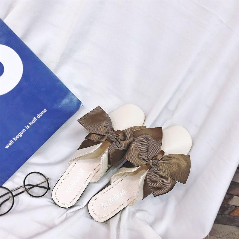 Round Toe Venetian Bow Slippers-Theone Apparel