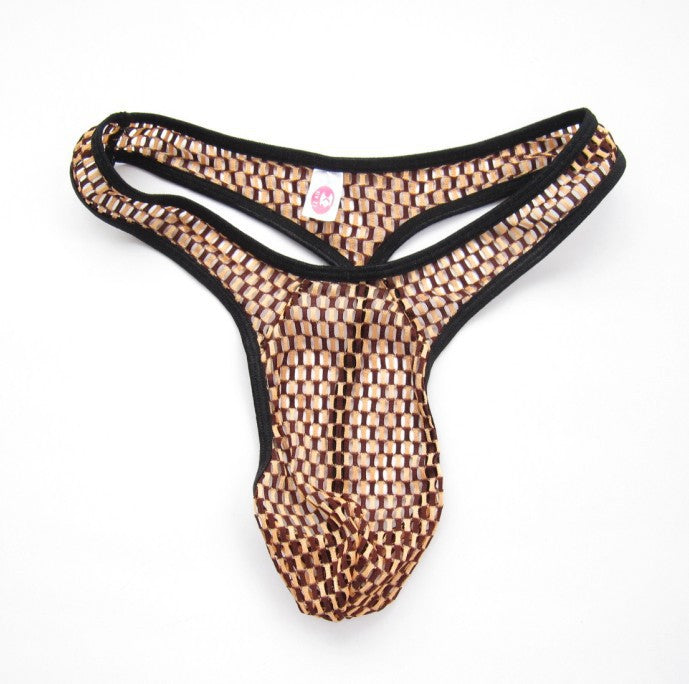 Scaly Geo Print Thong for Men-Yellow-Theone Apparel