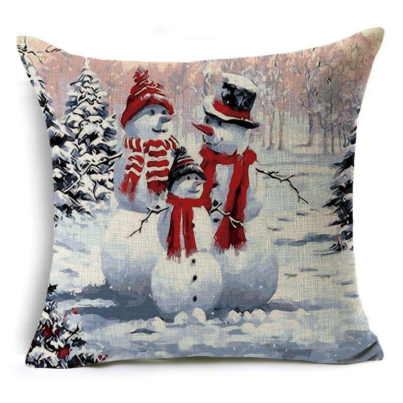Snow Scene Snowman Pillow Covers-601-0055-S1-Theone Apparel