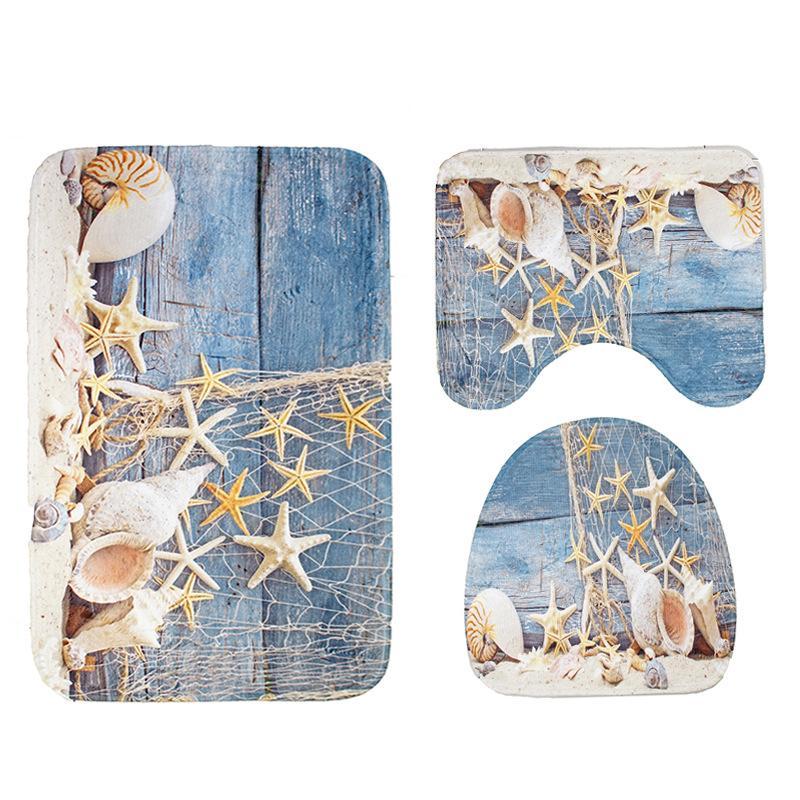 Starfish and Seashells Bath Mat Set