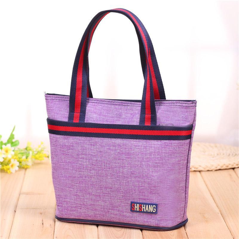 Strappy Shopper Tote Handbag-Light Purple-Theone Apparel