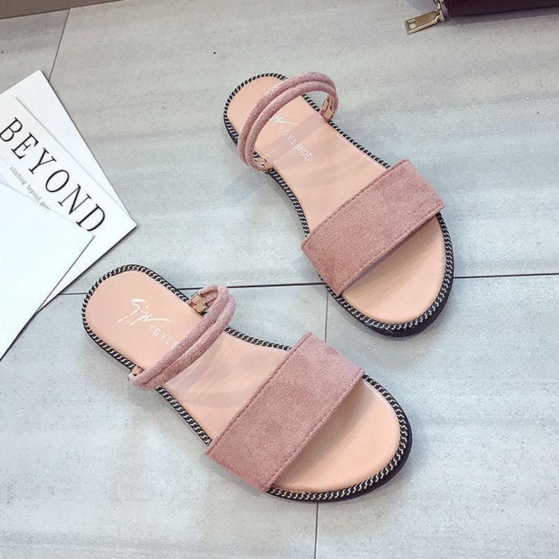 Suede Band Slide On Sandals