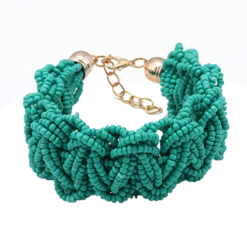 Thick Beaded Cuff Bracelet-Blue-Theone Apparel