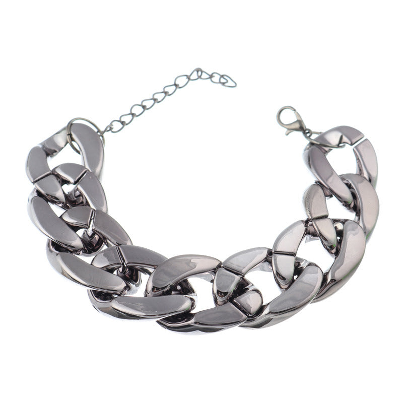 Thick Chain Link Metal Bracelet-Gray-Theone Apparel