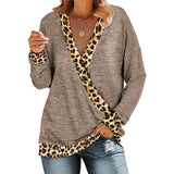 Animal Print Long Sleeve Wrap Sweater - THEONE APPAREL