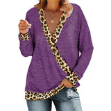 Animal Print Long Sleeve Wrap Sweater - THEONE APPAREL