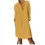 Baggy Frock Style Midi Dress with Long Sleeves - THEONE APPAREL
