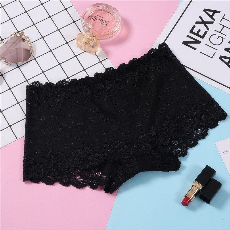 Black Floral Lace Boyshort Panty - THEONE APPAREL