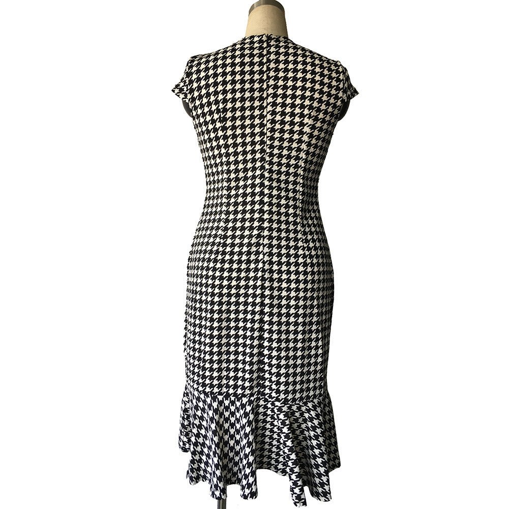 Black & White Houndstooth Ruffle Dress - THEONE APPAREL