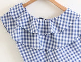 Blue & White Gingham Ruffle Top - THEONE APPAREL