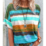 Bohemian Striped Watercolor Style Short Sleeved Tee - THEONE APPAREL