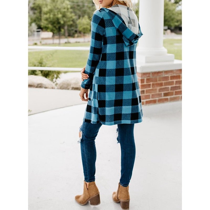 Buffalo Check Hooded Button Jacket - THEONE APPAREL