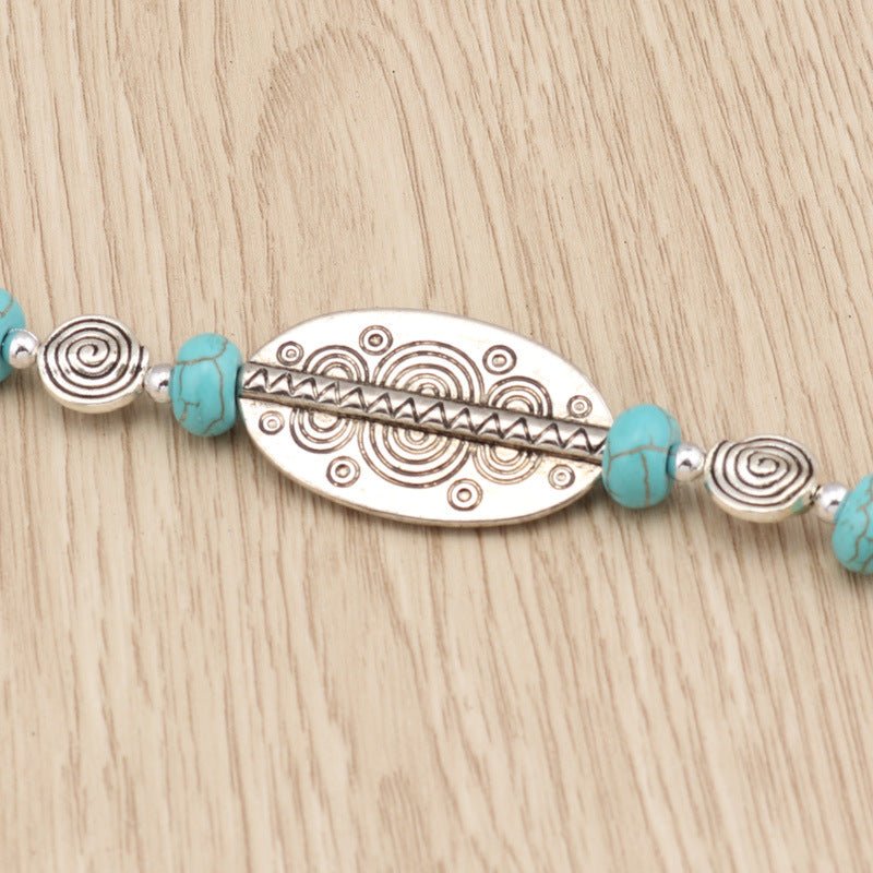 Carved Oblong and Turquoise Bead - THEONE APPAREL